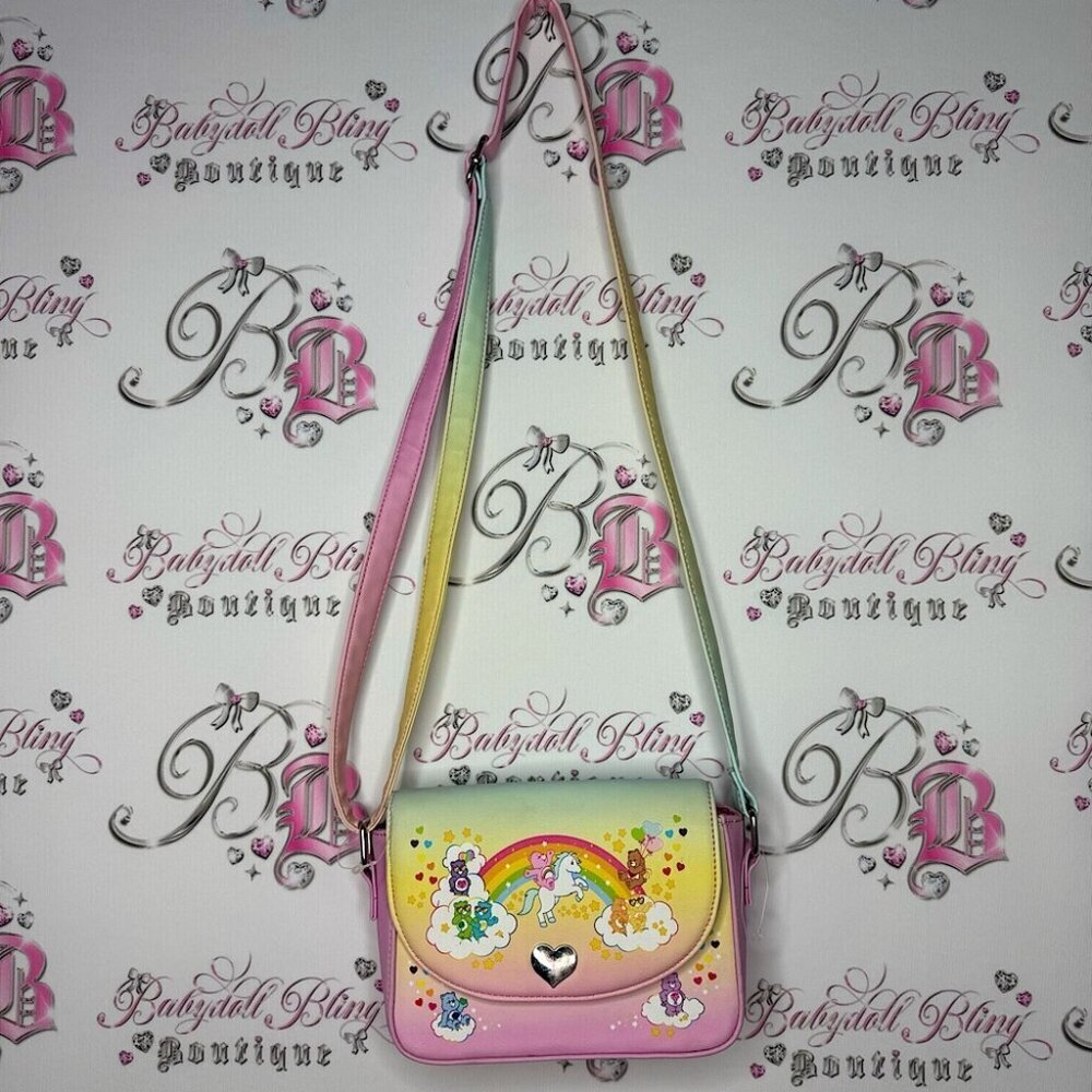 Loungefly Care Bears bag cross body pastel rainbow teddy bears hearts ombré